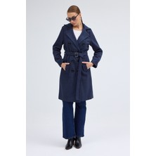 Aksesuar Detaylı Kaşe Kaban Kemerli