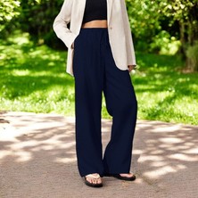 Yazlık Beli Bağcık Detaylı Rahat Keten Pantolon