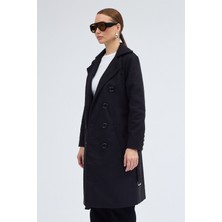 Aksesuarlı Kaşe Kaban Kemer Detaylı