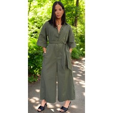 Yazlık Gömlek Yaka Tasarım Tulum