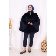 Bym Fashion Düğme Detaylı Panço 70060 Lacivert
