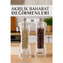 Hsnet Baharat Öğütücü - Baharat Karabiber Tuz Değirmeni Ahşap Akrilik Kristal 2 Li Set