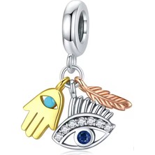 Fubena Üçlü Tüy Motifli Sallantılı Charm