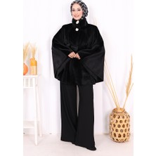 Bym Fashion Düğme Detaylı Panço 70060 Siyah