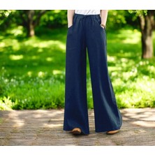 Günlük Beli Bağcıklı Şık Keten Pantolon