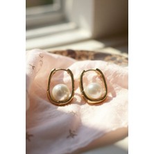 Solène Zero Gold Altın Kaplama Incili Tasarım Çelik Küpe