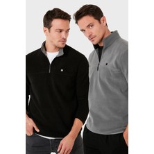 Buratti Slim Fit Anti-Pilling Tüylenme Yapmayan Bato Yaka Şardonlu 2'li Paket Polar Erkek POLAR 5906001S2