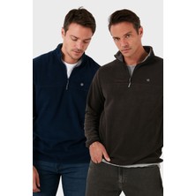 Buratti Slim Fit Anti-Pilling Tüylenme Yapmayan Bato Yaka Şardonlu 2'li Paket Polar Erkek POLAR 5906001S2