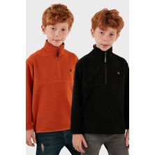 Lela Yumuşak Dokulu Fermuarlı Dik Yaka Şardonlu 2'li Paket Polar Çocuk Polar 5905002S2