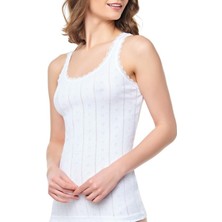 Tutku 12'li Eko Paket- Iki Renk Kadın Jakarlı Geniş Askılı Atlet TKD0201  ( 6 Siyah- 6 Beyaz)