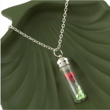 Ds-Derin Çiçek Fanus Canlı Kolye-Gümüş Rengi