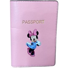 Seyahat Aksesuar Disney Temalı Pembe Deri Pasaport Kılıfı