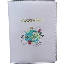 Seyahat Aksesuar Karikatür Temalı Deri Pasaport Kılıfı