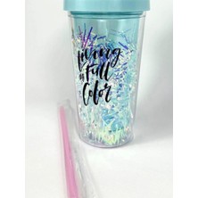 Pipetli Bardak Matara Sevimli Suluk 450 ml  Çift Katmanlı Püsküllü