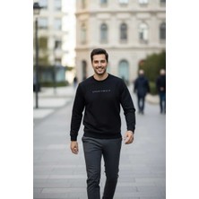 Vialli Bisiklet Yaka Erkek Sweatshirt Siyah