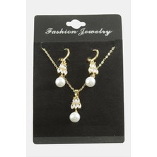 Ds-Derin Kalp Inci Zirkon Taşlı Set Kolye-Siyah