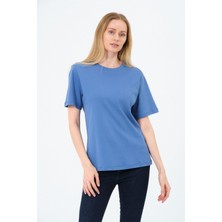 Kadın Bisiklet Yaka Kısa Kollu  Basic T-Shirt - Interlok Kumaş