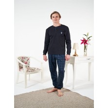 Estiva Penye Interlok Kareli Uzun Kol Erkek Pijama Takım