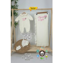 Müslin Yeni Doğan 4katlı Organik %100PAMUK Kişiye Özgü Nakışlı Hastane Çıkış Seti (Lavanta Model-2)