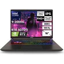 Msı Vector 16 Hx Aı Ultra 9 255HX 16 GB 256 GB SSD 12GB RTX5070TI 16" 144Hz Wuxga Windows 11 Home Gaming Laptop A2XWHG-091XTRAT26