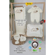 Müslin Yeni Doğan 4katlı Organik %100PAMUK Kişiye Özgü Nakışlı Hastane Çıkış Seti (Çoklu Balon)