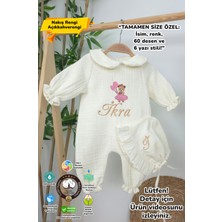 Müslin Yeni Doğan 4katlı Organik %100PAMUK Kişiye Özgü Nakışlı Hastane Çıkış Seti (Ayıcık Model-5)