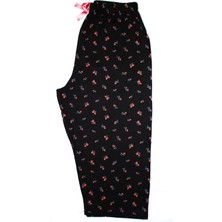 Yüksek Bel Kaliteli Yazlık Kapri Boy Büyük Beden Pijama Alt Bermuda Çiçek - Kelebek Desenli