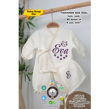 Müslin Yeni Doğan 4katlı Organik %100PAMUK Kişiye Özgü Nakışlı Hastane Çıkış Seti (Pati Model-2)