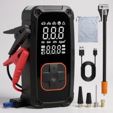 Professional 2’si 1 Arada Akü Şoklama ve Şarjlı Dijital Hava Kompresörü 150 Psı LED Işıklı