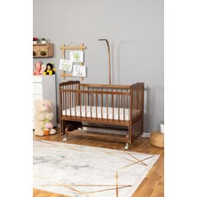Doğal Ahşap Beşik Anne Yanı Sallanır 70X130 - Uyku Setsiz Tek Yataklı
