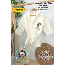 Müslin Yeni Doğan 4katlı Organik %100PAMUK Kişiye Özgü Nakışlı 0-2 Yaş Bornoz (Ayıcıklı)