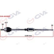 Gva 4419023 - Komple Aks Sağ Master 2 2.5 Dci 98-10 Abs Li 51DİŞ 1144MM