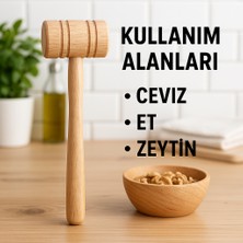 Homvira 🪵 Ahşap Mutfak Tokmağı – Ceviz, Et ve Zeytin Kırma Tokmağı | Doğal Kayın Ağacından Dayanıklı El Tokmağı