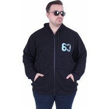 Mocgrande Büyük Beden Kapüşonlu Sweat Double Face Sixty Three 25704 Sıyah