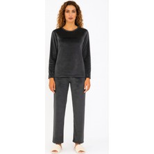 Pemilo Kadın 13504-2618 Uzun Kol Kadife Pijama Takımı
