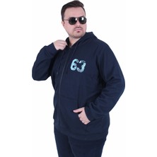 Starbattal Büyük Beden Kapüşonlu Sweat Double Face Sixty Three 25704 Lacıvert