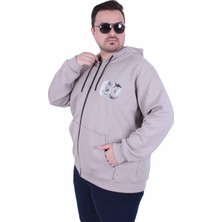 Starbattal Büyük Beden Kapüşonlu Sweat Double Face Sixty Three 25704 Bej
