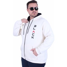 Starbattal Büyük Beden Kapüşonlu Fermuarlı 3ip Sweat Black 25716 Bej