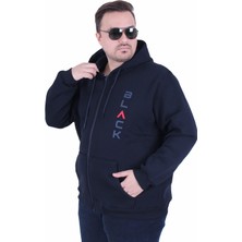 Starbattal Büyük Beden Kapüşonlu Fermuarlı 3ip Sweat Black 25716 Lacıvert
