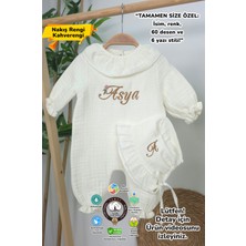 Müslin Yeni Doğan 4katlı Organik %100PAMUK Kişiye Özgü Nakışlı Hastane Çıkış Seti(Papatya Model-4)