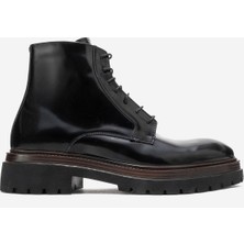 Dericlub Erkek Kalın Taban Fermuarlı Bot Gerçek Açma Deri Fr 541456 Siyah