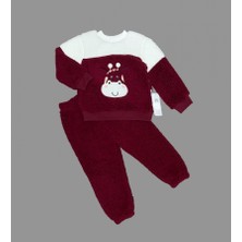 Diji Baby 1-2-3 Yaş Ponponlu Zürafa Desenli Kuzu Kumaş Uzun Kollu 2li Kız Erkek Çocuk Takımı