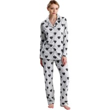 Kalp Desen Pamuk Kadın Pijama Takım