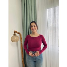 Vazıradk Basic Kayık Yaka Uzun Kollu Bluz