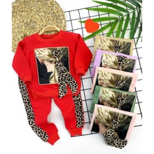 Diji Baby 3-4-5-6 Yaş Lepoar Tokalı Leopar Şerit 2li Kız Çocuk Takımı