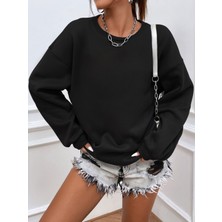 Kadın Premium Siyah Uzun Kollu Sweatshirt