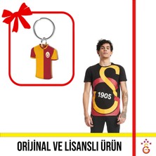 Galatasaray Lisanslı Siyah Büyük Logolu T-Shirt ve Parçalı Forma Anahtarlık