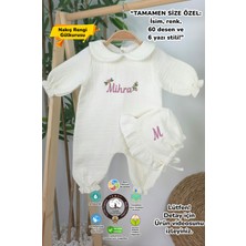 Müslin Yeni Doğan 4katlı Organik %100PAMUK Kişiye Özgü Nakışlı Hastane Çıkış Seti (Güllü Mode-3)