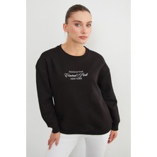 3 Iplik Manhattan Baskılı Bisiklet Yaka Sweatshirt