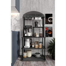 Messer Dekoratif Masivo Kahve Köşesi Coffee Time 33  cm  x 68  cm  Dikdörtgen Çok Amaçlı Raf Siyah